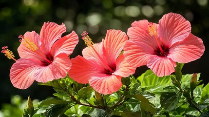 Wall Mural - tropical hibiscus flowers, creating a vibrant and exotic atmosphere 