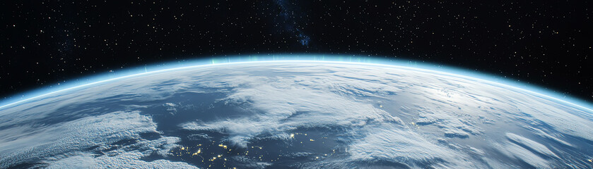 Wall Mural - earth view from space, showcasing clouds and blue oceans.