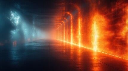 Wall Mural - Abstract Neon Tunnel