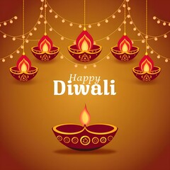 Poster -  Free Photo Happy Diwali festival  banner background illustration generative ai 