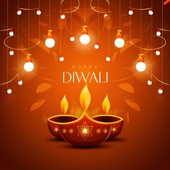 Poster -  Free Photo Happy Diwali festival  banner background illustration generative ai 