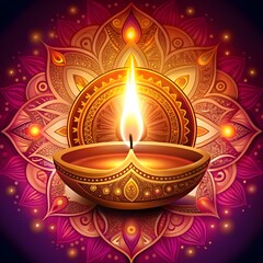 Poster - Free Photo Happy diwali design with diya oil lamp elements generative ai 