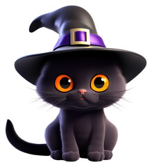 Canvas Print - PNG Cute black cat witch