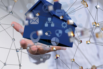 Poster - house. data Big data visualization background.Abstract technology