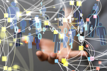 Wall Mural - business, people, communication, social network and technology concept