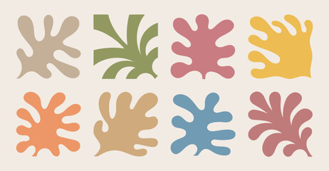 Wall Mural - set of eight abstract, organic shapes in pastel colors. abstract elements drawn by hand. can be us f
