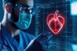 © Sweettymojidesign - Medical professional analyzes a digital heart model with futuristic technology.