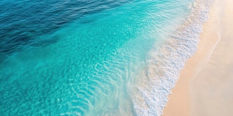 Wall Mural - enjoy the serene beauty of a turquoise ocean meeting a sandy beach, perfect for tropical escape and 
