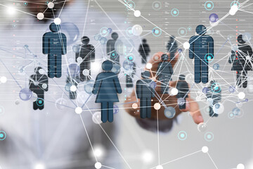Fototapete - global network. blockchain. 3d illustration. neural networks and artificial intelligence. abstract