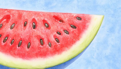 A vibrant watermelon wedge illustration featuring glittery details, combining fresh colors with a touch of elegance.