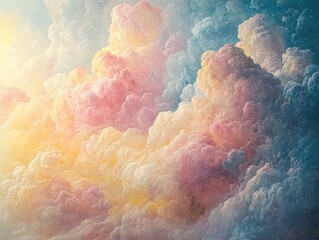 Canvas Print - Dreamy Sunset Clouds: A Serene Landscape Painting