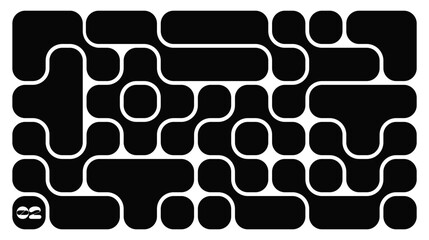 Wall Mural - abstract composition of bold rounded rectangle connected to each other. liquid shapes in a seamless 