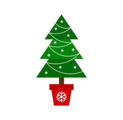 Wall Mural - cute christmas tree in a bucket. png illustration.