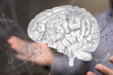 Poster - medical on hospital background, medical technology network concept - neural network exposure digital
