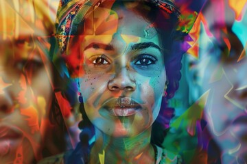 Canvas Print - Graphic Designer: Create a digital artwork showcasing diversity and unity in a multicultural community. , background blur