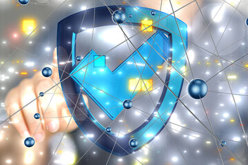 Poster - Cybersecurity and information or network protection. Future technology