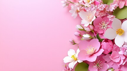 Wall Mural - Pink flowers 3D Illustration 3-D Wallpaper-ILLUSTRATION