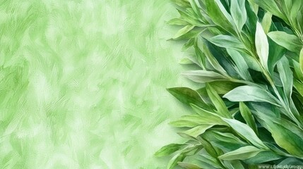 Poster - A vintage green wallpaper with barely noticeable floral ornaments, a background with blank space for copying