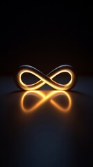 Poster - Infinity symbol glowing on dark background with reflection