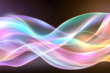 Poster - An abstract 3D render of an iridescent neon holographic twisted wave in motion. This would make a great banner, background, wallpaper, or cover.