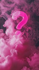 Wall Mural - Pink question mark symbol floating in a cloud of smoke