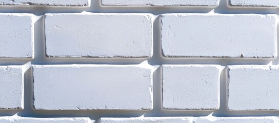 Poster - An abstract white brick wall texture for a pattern background, in a wide panorama picture for use in a web banner.