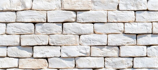 Poster - An abstract white brick wall texture for a pattern background. Wide panorama picture with copy space design.