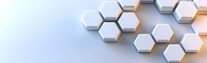 Poster - Hexagonal background with white hexagons, abstract geometric background, or wallpaper with text copyspace