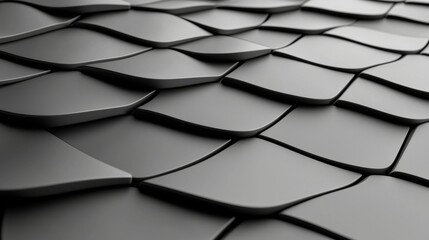 The background is polished and semigloss with tiles and a triangular, black block wallpaper. The panels are generated from 3D data using AI.