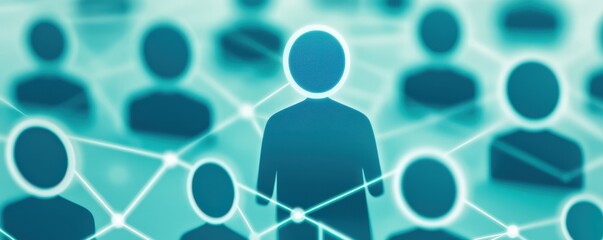 Poster - Glowing Figure in the Center of a Network