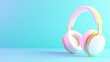 © typepng - A stock photograph of headphones on a blue background in HD 8K