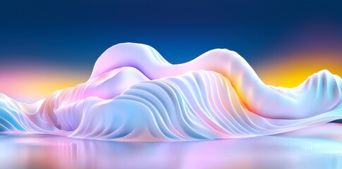 Poster - Abstract futuristic background with gold, pink, blue, glowing neon fluid wave, techno sound, shape, data transmission concept, wonderful wallpaper