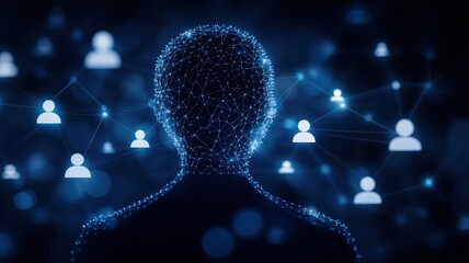 Poster - Central Figure Surrounded by Interconnected Network