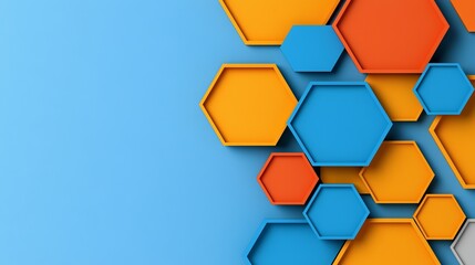 Poster - Wallpaper or background design with modern symmetrical hexagons and gradient colors