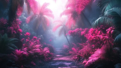 Mysterious Pink Jungle Path