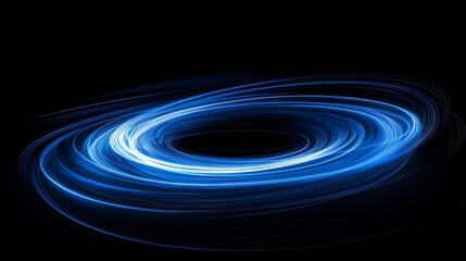 Wall Mural - blue light trails creating abstract swirling vortex on black background