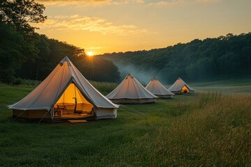 Canvas Print - Camping Tents at Sunset