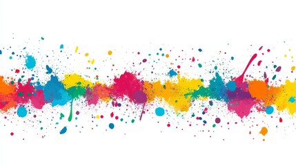 A bright and playful paint splatter border with bold brush strokes in multiple colors