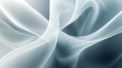 Canvas Print - Abstract light gray waves flowing on dark background