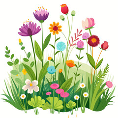 Wall Mural - spring flowers and grass