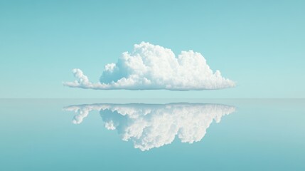 Poster - Big white cumulus cloud reflecting in calm water surface