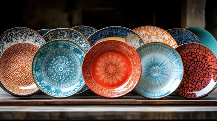 Poster - Collection of Colorful Ceramic Plates