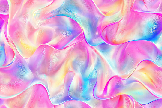 Trendy holographic sticker seamless pattern. Retro 2000s text quote label background.