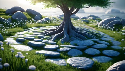 Wall Mural - Philosophical Roots: A Tree Symbolizing Deep Foundations and Origins of Thought