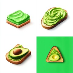 Isometric slice of toast with avocado spread icon