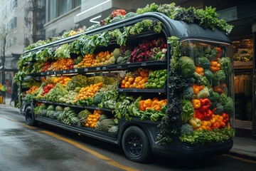 Canvas Print - A Mobile Grocery Store Filled with Fresh Produce