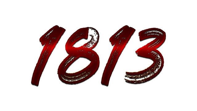 3D blood red number design of 1813 on white background.