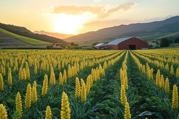 Canvas Print - Golden Field at Sunset