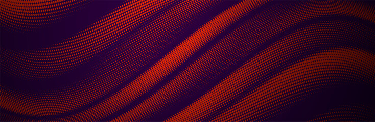 Poster - Red wave halftone dots abstract vector background