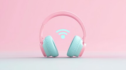 Soft pastel headphones rest on a clean surface, embodying contemporary design and wireless audio technology